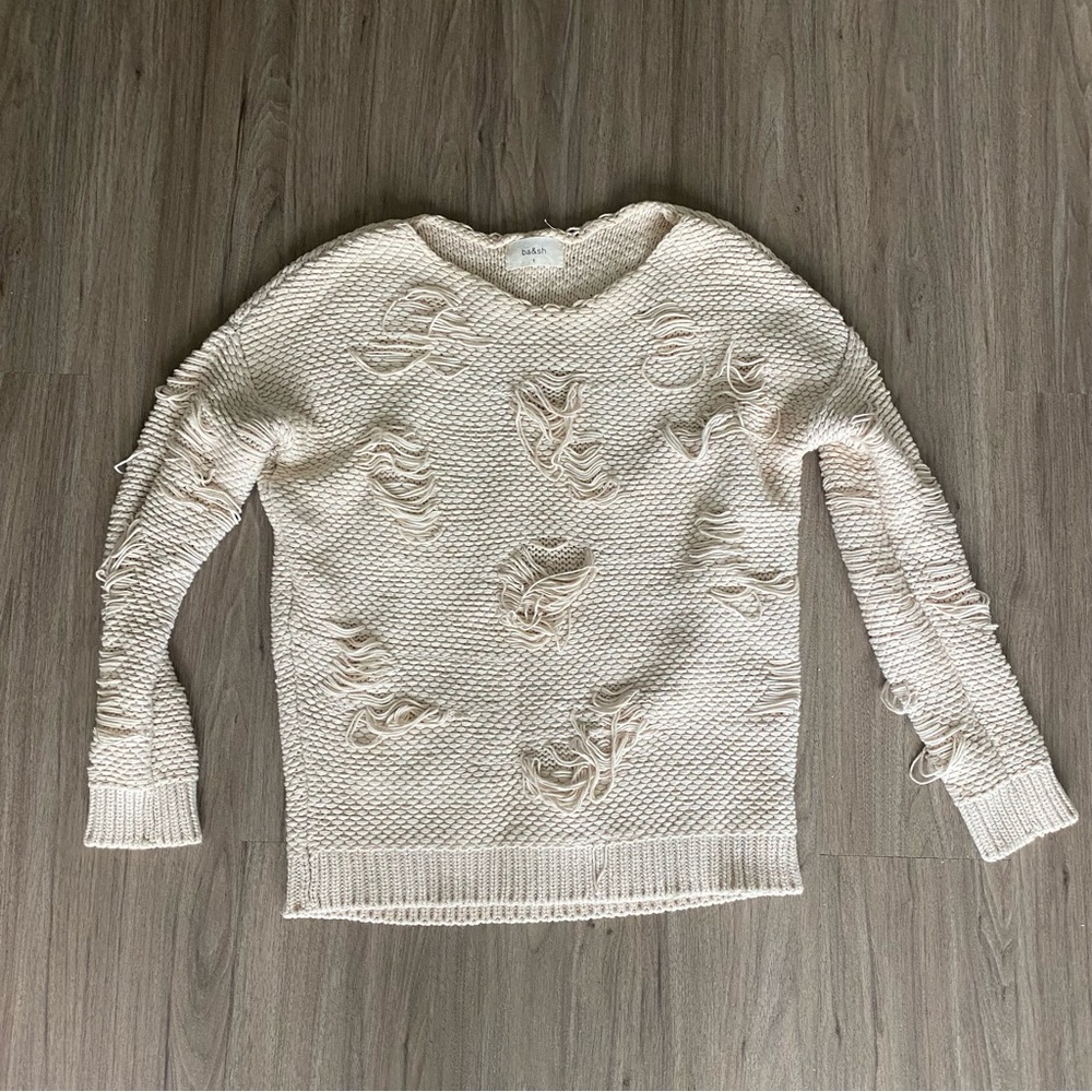 Ba&sh Cream distressed sweater